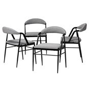 Baxton Studio Orrin Modern Industrial Grey Fabric and Metal 4-Piece Dining Chair Set